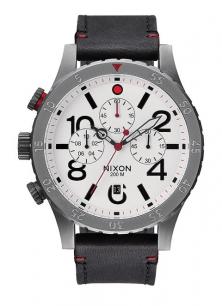 Karóra Nixon 48-20 Chrono Leather Gunmetal/White A363 486