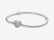 Acél karkötő Pandora Sparkling Heart & Snake 590727CZ-18