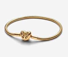 Acél karkötő Family Tree Heart Clasp Snake Chain 14k gold plating 563516C01-17