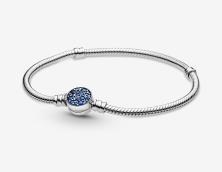 Acél karkötő Pandora Moments Sparkling Blue Disc 599288C01-20