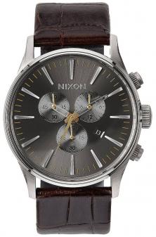 Karóra Nixon Sentry Chrono Leather Brown Gator A405 1887