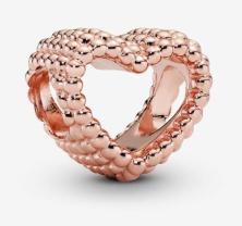 Gyöngy Pandora Beaded Open Heart Charm 14k rose gold plating 787516