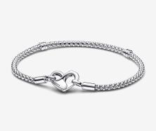 Acél karkötő Pandora Moments Heart Studded 592453C00-18