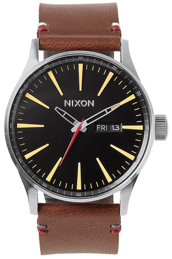 Karóra Nixon Sentry Leather Black Brown A105 019