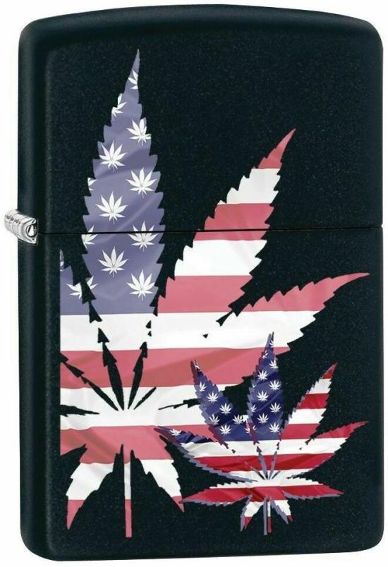 Öngyújtó Zippo Cannabis Leaf USA Flag 8979