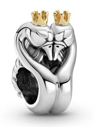 Gyöngy Pandora Two-Tone Swans and Heart 799315C00