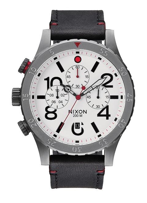 Karóra Nixon 48-20 Chrono Leather Gunmetal/White A363 486