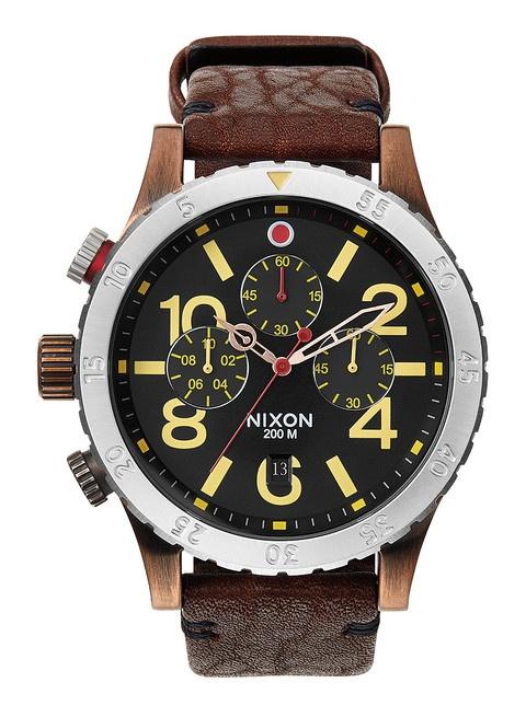 Karóra Nixon 48-20 Chrono Leather Antique Copper A363 1625