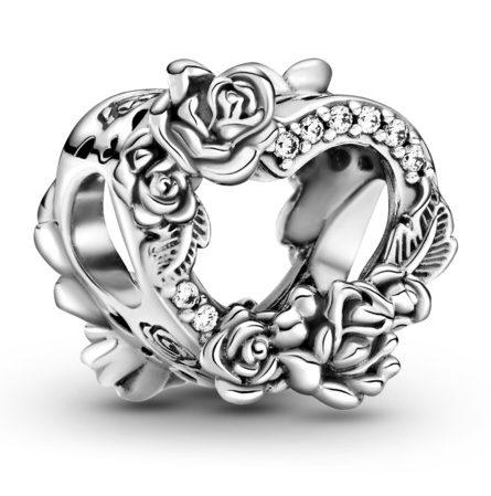 Gyöngy Pandora Open Heart & Rose Flowers 799281C01