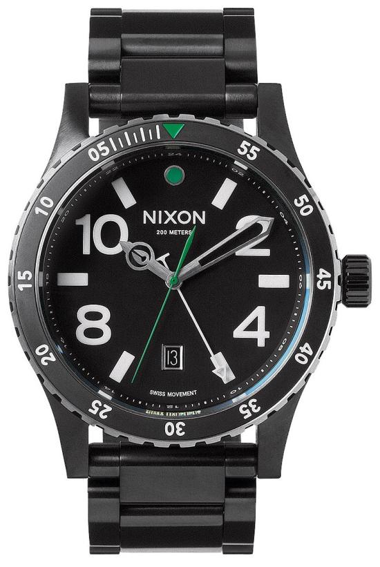 Karóra Nixon Diplomat SS Black Silver Green A277 1421