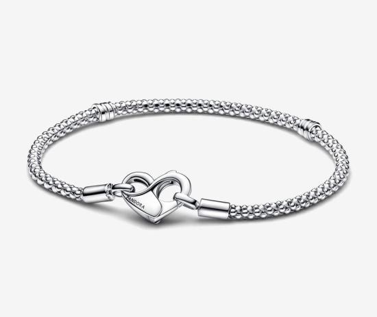 Acél karkötő Pandora Moments Heart Studded 592453C00-18