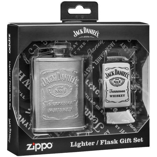 Öngyújtó Zippo Jack Daniels Satin Chrome and Flask Gift Set 49080