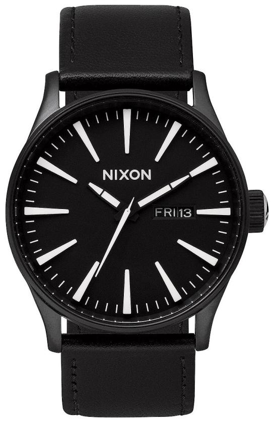 Karóra Nixon Sentry Leather Black White A105 005